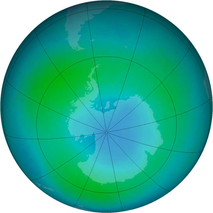 Antarctic ozone map for February 2011
